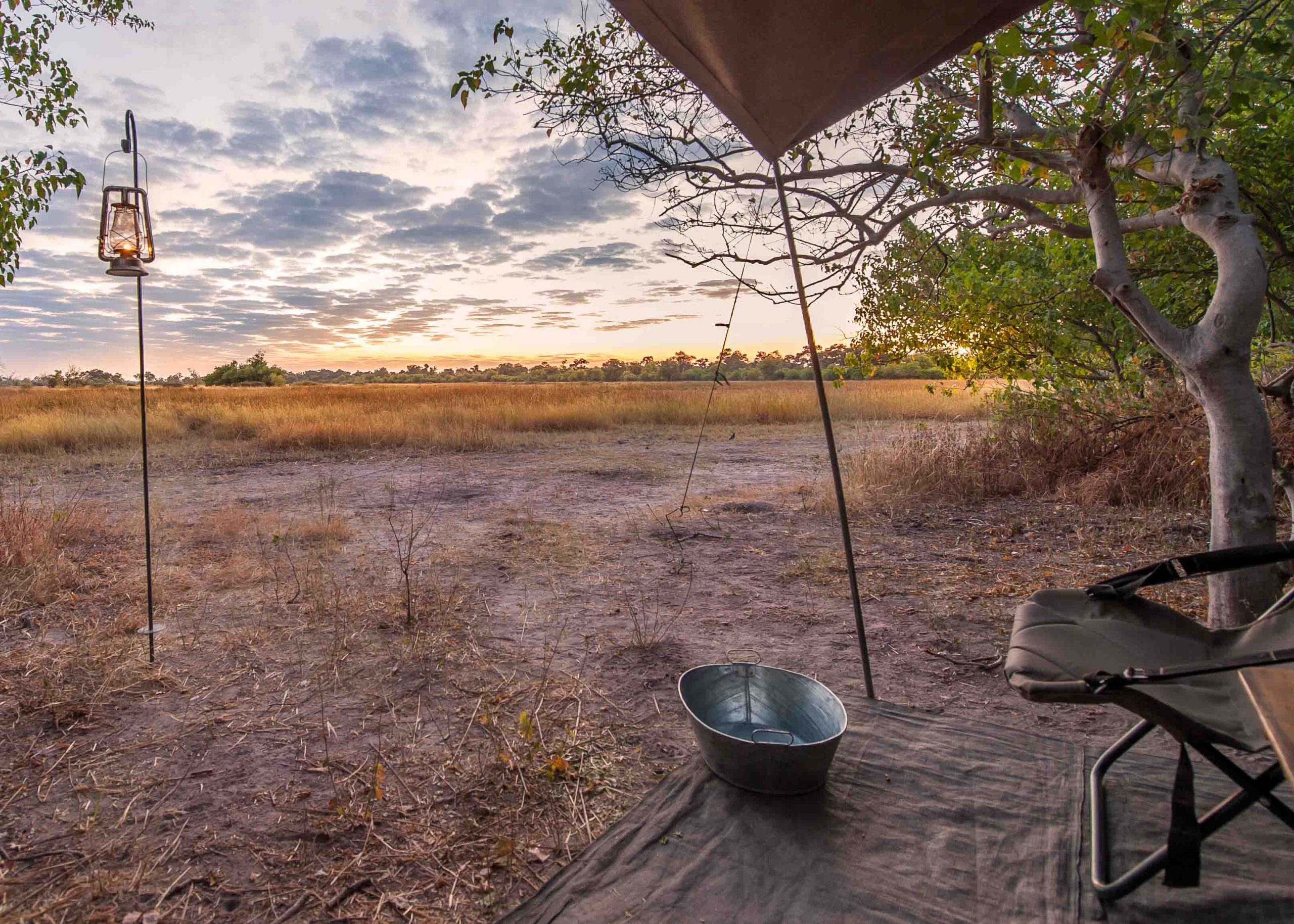 Sunrise over safari campsite.